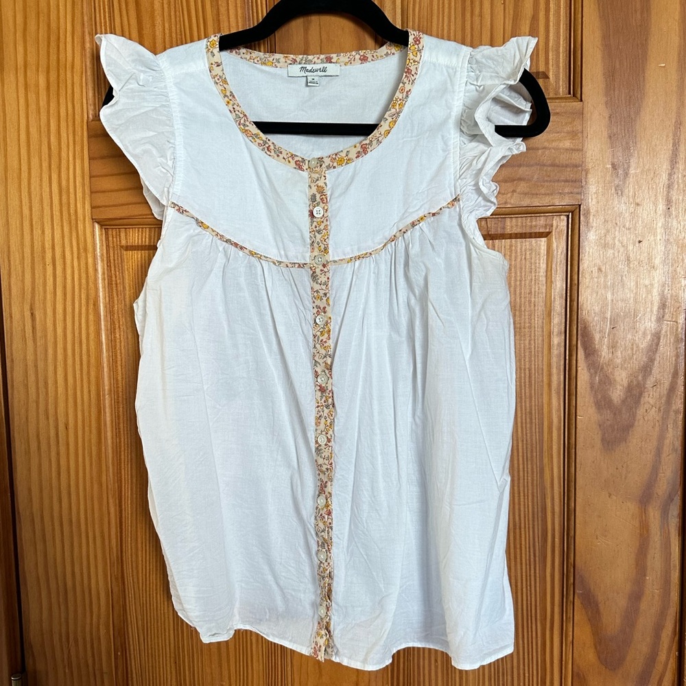 Madewell Cotton Blouse, Size Medium